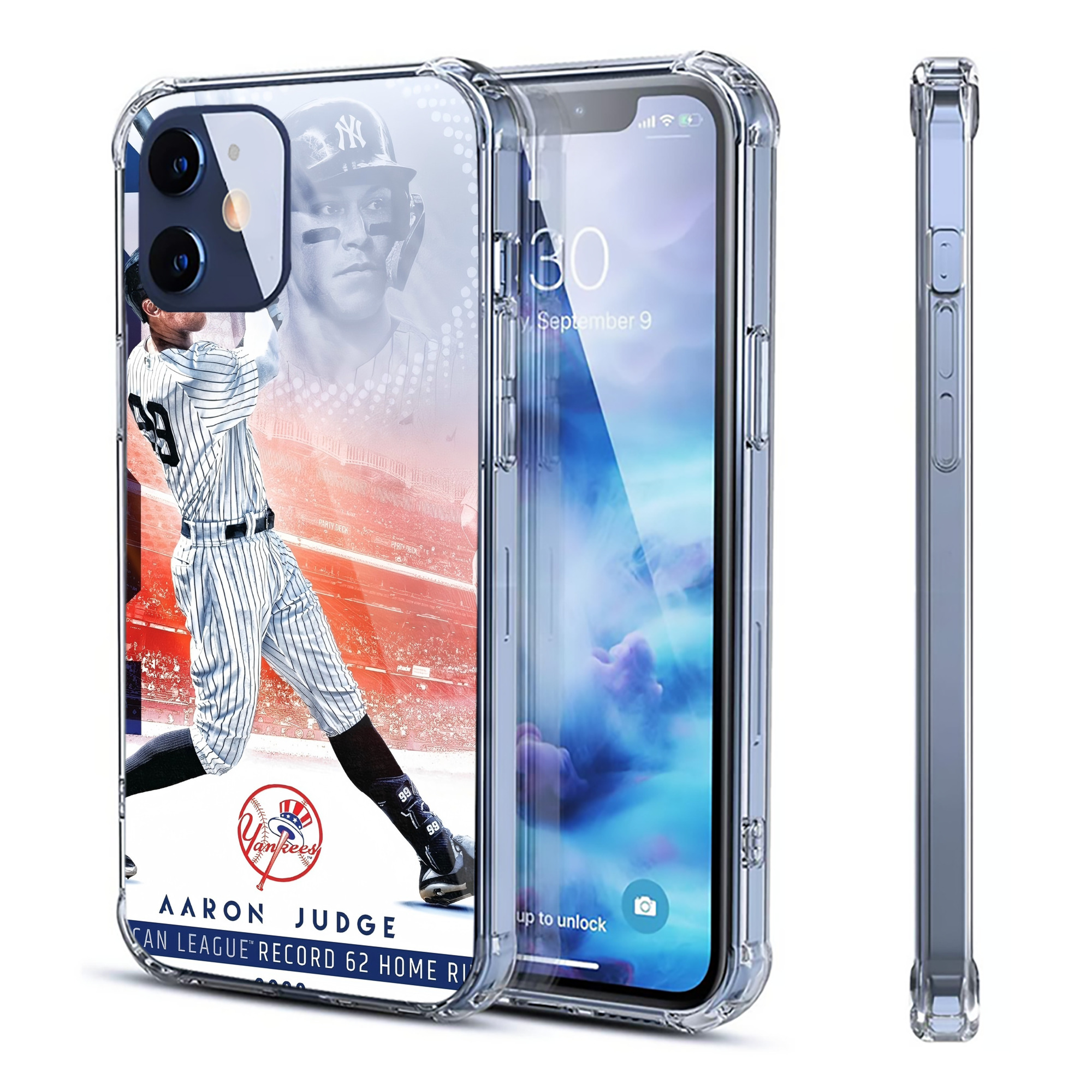 Aaron Judge 62nd Home Run Clear IPhone 12 Case – Soft TPU With UV Print – Enhanced Drop Protection, Precise Fit, Anti-Fingerprint, Customizable Design, Scratch-Resistant, Yellow-Resistant